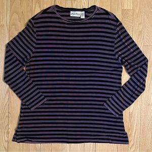 Chico’s Private Edition Long-Sleeved Top, Purple/Black Stripes, Size 2 (M/12)